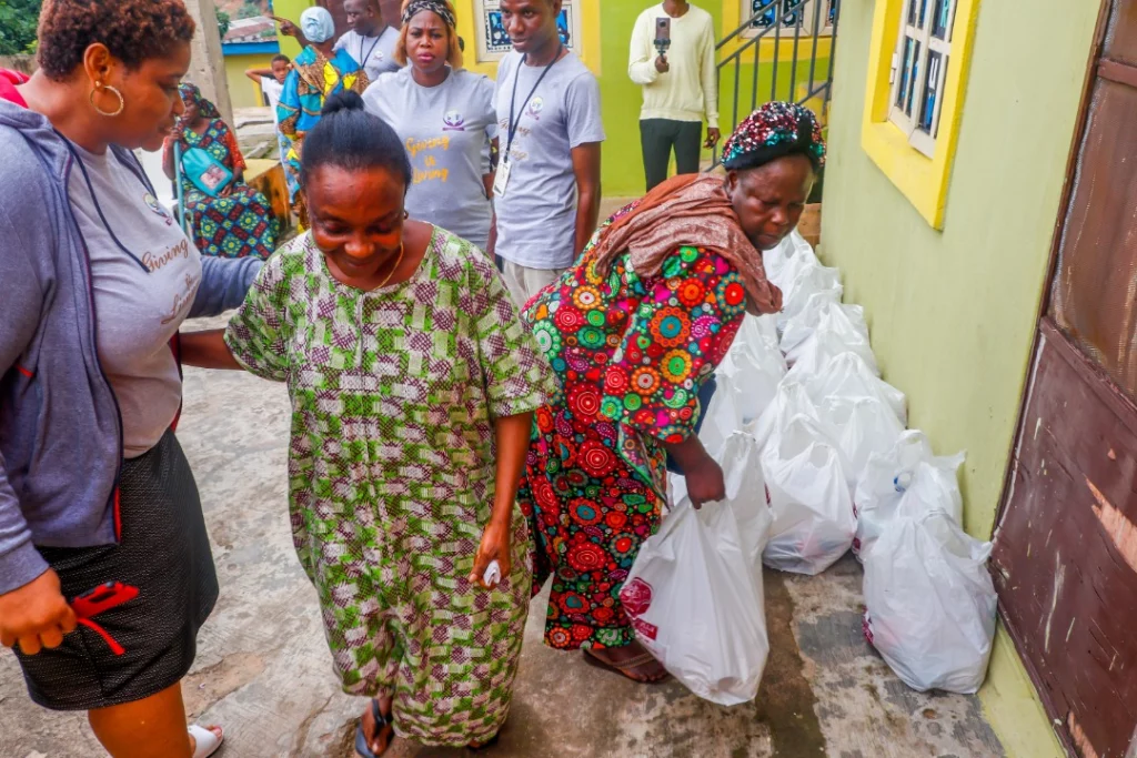 Nigerian widows supported with food items by SPF through its widows support scheme.